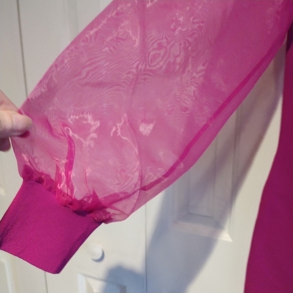 House of Harlow 1960. Festival Fuchsia Sheer Long Sleeve Midi Dress XS - Picture 12 of 12